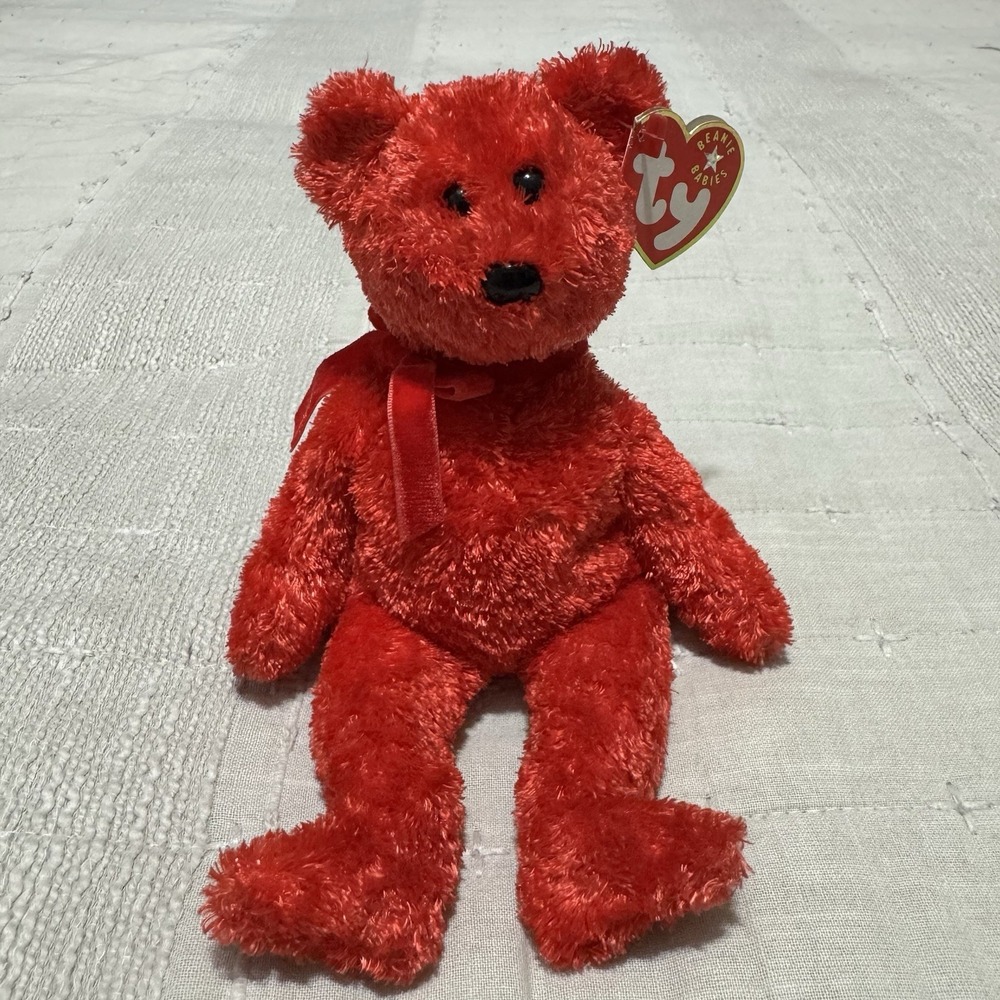 Retired Vintage 2001 TY Beanie Baby SIZZLE the Red‎ Bear Plush 8.5 in